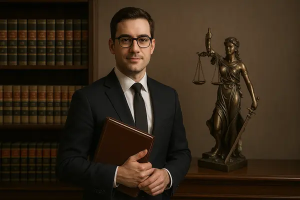 a male lawyer holding a book while posing for the camera from Menes Lemon Law Firm in Key Biscayne, FL - Key Biscayne FL