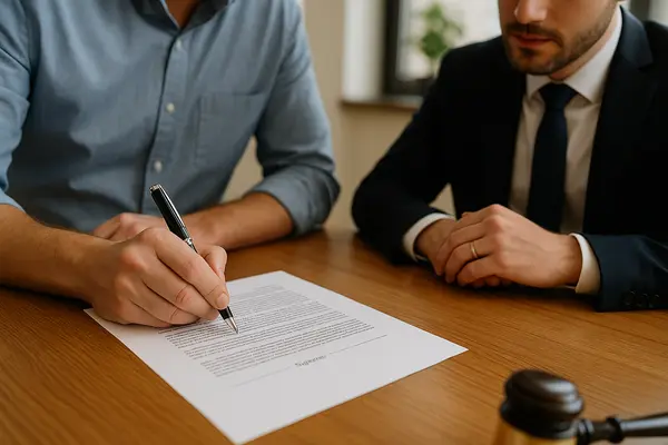 a lawyer with a client reviewing a document from Menes Lemon Law Firm in Key Biscayne, FL - Key Biscayne FL