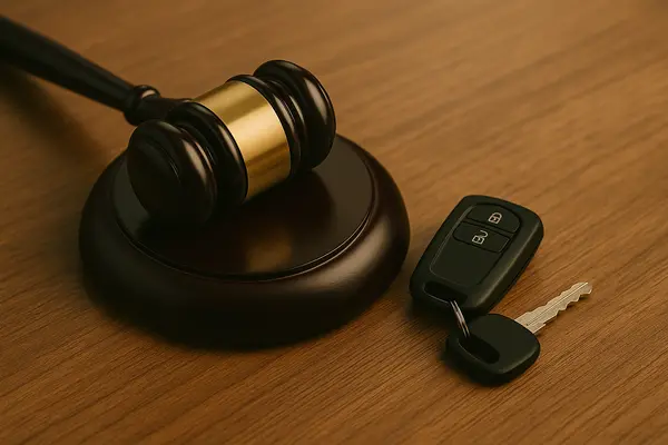 a gavel with some car keys next to it from Menes Lemon Law Firm in Miami, FL - Lemon law for Tesla Vehicles