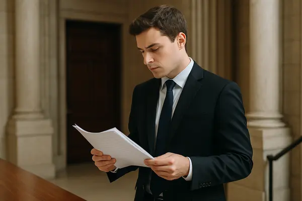 a young lawyer focused reading a legal document from Menes Lemon Law Firm in Miami, FL - Lemon law for used vehicles