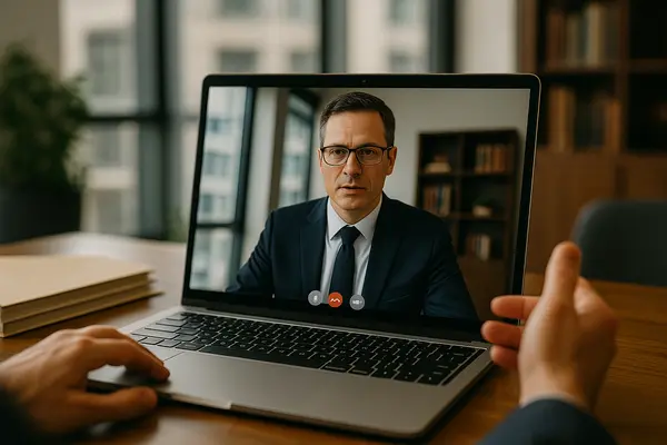 a lawyer having a video call meeting with a client from Menes Lemon Law Firm in Miami Gardens, FL - Miami Gardens FL a lawyer having a video call meeting with a client from Menes Lemon Law Firm in Miami Gardens, FL - Miami Gardens FL